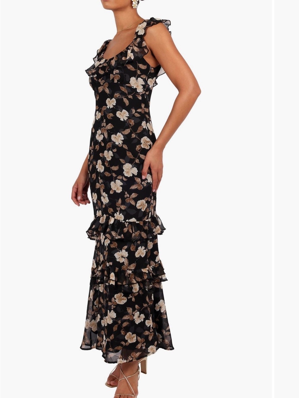 Petal & Pup - Black Floral Ruffle Tiered Maxi Dress